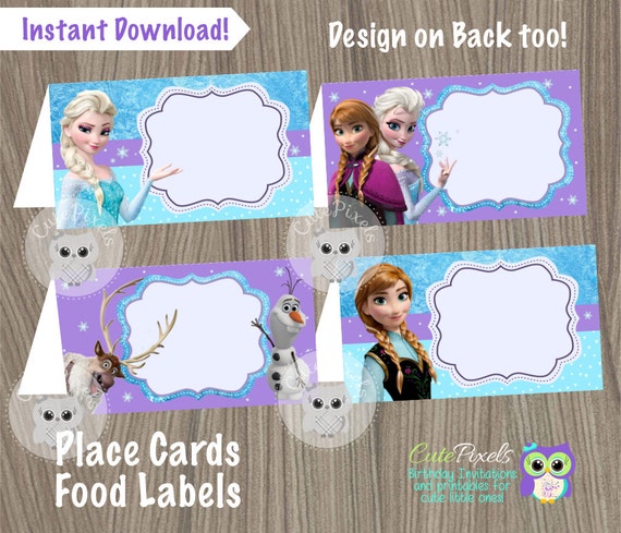 Frozen Place Cards Frozen Food Labels Frozen Tent Cards Frozen Place Cards Frozen Food Labels Frozen Tent Cards