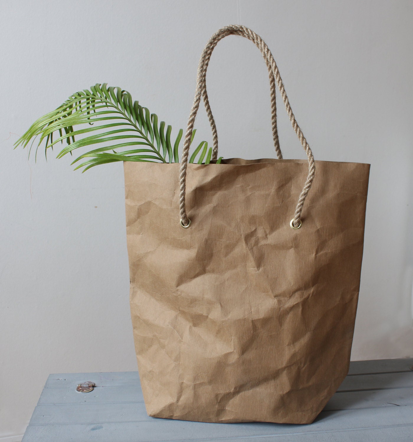 Paper tote bag washable paper bag brown kraft by WarmGreyCompany
