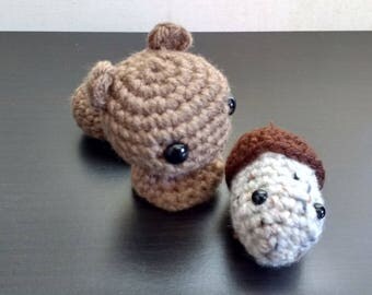 Crochet Brown Squirrel and Acorn amigurumi