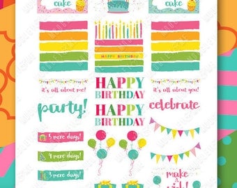 Birthday Planner Stickers for your Horizontal or Vertical Erin Condren Life Planner, Happy Planner, or any daily planner!