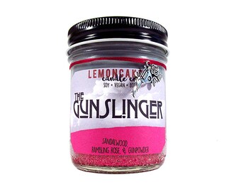 The Gunslinger - Book Candle - Book Lover Gift - 8oz Scented Soy Candle - LemonCakes Candle Co - Sandalwood, Rambling Rose, & Gunpowder