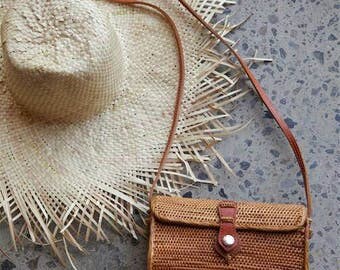 Medium Basket clutch with shoulder strap Crossbody basket bag, medium shoulder ,bag, Woven Ata bag, basket bag