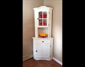White Corner China Cabinet-Annie Sloan Old White