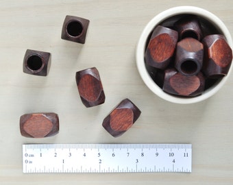 Macrame Beads // Large Wood Beads // Large Hole Beads // Large Bore Beads // Diamond Shaped Wooden Beads // Package of 5 // W070