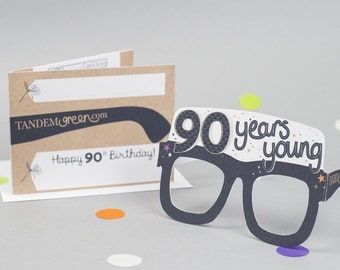 90th Birthday Card Glasses for him. Birthday card for him. Funny birthday card. 90th Birthday Card Glasses for her. Birthday card for her.
