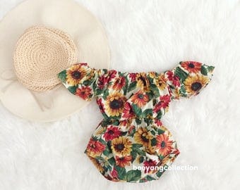Baby Girl Romper, baby girl clothes, Baby Romper, Photography prop, Baby Bodysuit, Vintage Boho romper, Birthday outfit, babyshower gift