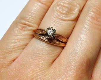 vintage 10k 14k diamond engagement and wedding band set on sale for a limited - Vintage Wedding Ring Set vintage 10k 14k diamond engagement and wedding band set on sale for a limited - Vintage Wedding Ring Set