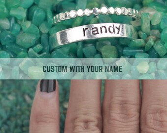 Stackable Name Rings, Mothers Ring, Stacking Ring, Personalized, Anniversary Gift, For Her, Custom Name, Gift For Mom, Kids Name Ring, Names