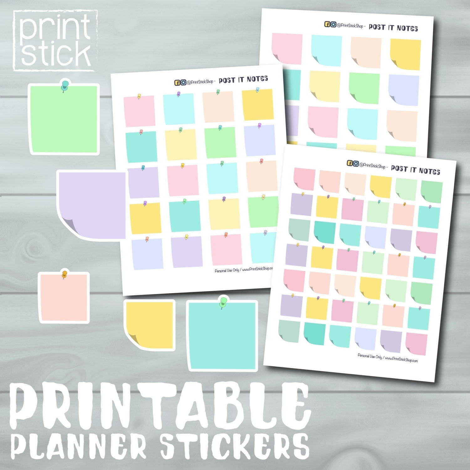 Printable Post It Notes Planner Stickers Post Its for Erin