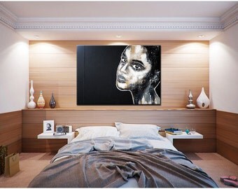 Portrait Print Alu Dibond inch original big size xxl black white unique canvas art painting big size large african