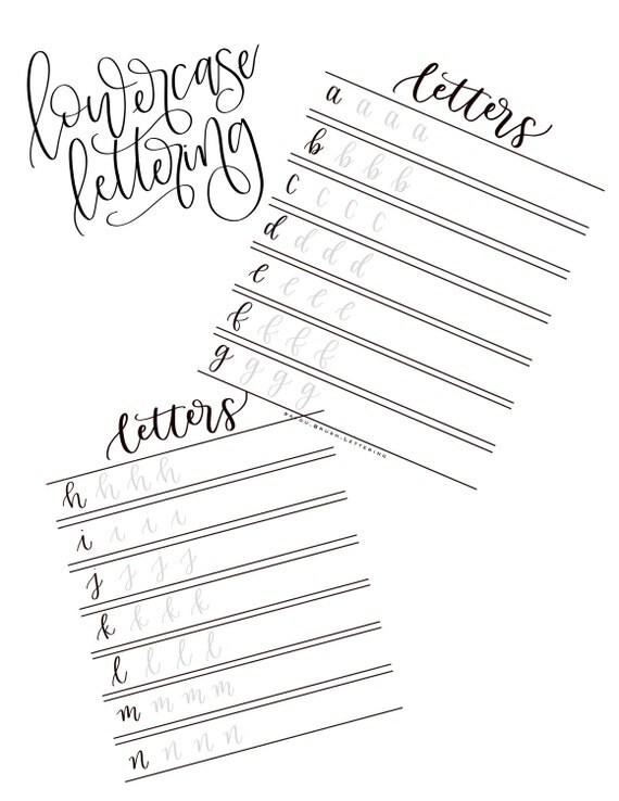 Lowercase calligraphy practice sheets