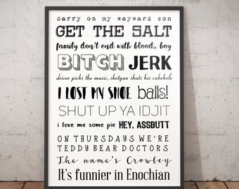 Supernatural Quotes Fandom Printable. Instant Digital Download. Print Me At Home.