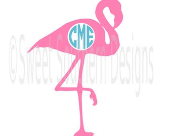 Flamingo monogram beach summer SVG instant download design for cricut or silhouette