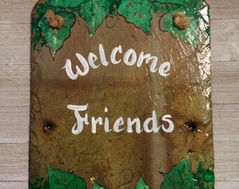 slate garden decor hand painted welcome summer flowers in slate garden decor hand painted welcome summer flowers in