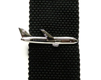 Airplane tie clip wedding groomsmen gift for men pilot airliner vintage plane tie clips