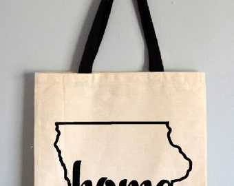 Iowa tote bag, State Tote Bag, Novelty Tote Bag, Home tote bag, tote gift, Iowa gift, state canvas bag, Iowa home gift, home tote bag
