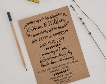 Boho wedding invitation set, Boho chic wedding invite set, Rustic wedding invites suite, Bohemian wedding invitation suite A5 or A6