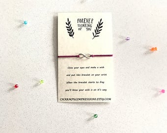 Thinking of You Wish Bracelet Wish Bracelet Gift Wish Bracelet Favor Thinking of you gift Friendship Gift Infinity Bracelet Memorial Gift