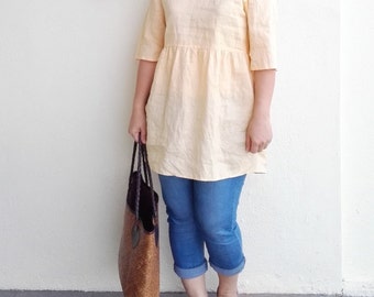 Linen Tunic / High Waist Linen Tunic Top