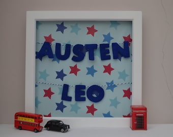 Personalised name frame / framed name / boys name frame / personalised baby gift / London theme / nursery decor / christening gift