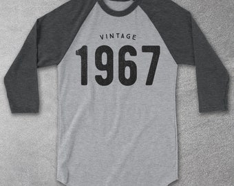 50th Birthday gifts for Women & Men - Vintage 1967 Baseball Tee -1967 T-Shirt -50 Birthday tshirt -50th birthday gift ideas -Birthday Shirts