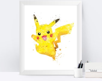 Pokemon Pikachu Print, Pokemon Art, Pokemon Go, Pokemon Print, Pokemon Gifts, Christmas Gift, Nursery Pokemon Poster Wall Art Birthday Gift