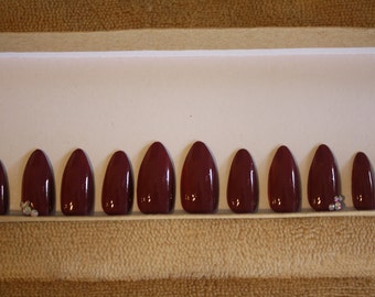 Dusty Rose Swarovski nails press on nails