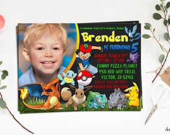 Pokemon Invitation, Pokemon Birthday Invitation, Pokemon Party, Girl Pokemon Invitation, Boy Pokemon Invitation, Pokemon GO Theme Printables