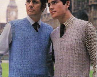 mens cardigan knitting pattern pdf DK cable jacket v neck