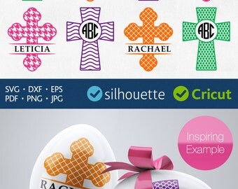 CHRISTIAN CROSS SVG Circle Monogram Frame svg Ititial Border for Cricut clip art download Vinyl design Cross Dxf for Silhouette cut files