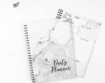 Marble Planner Notebook, To Do List Notebook, Daily Planner Notebook, Spiral Notebook, Pink Notebook Planner, Undated Planner A5, SALE