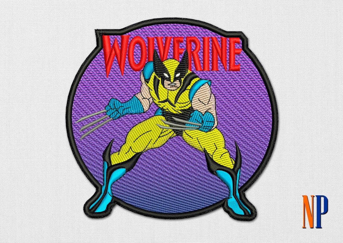 Wolverine XMen Patch machine embroidery design. Logan Marvel