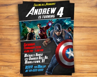 Captain America Invitation. Avengers invitation. Captain America is calling all Super Heroes!! Captain America Birthday.
