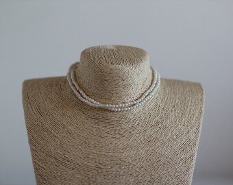 Minimalist PEARL Choker/ Double lined Pearl Choker/ Faus Pearl Choker/ Elegant Choker/ Victorian/ Vintage