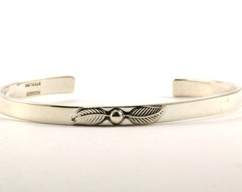 Vintage Roggio Leaf Design Cuff Bracelet Sterling Silver BR 2120-E