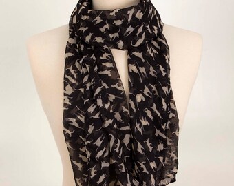 Wildcat Collage Silky Large Square Scarf - BLACK CAMEL (Pack of 6)