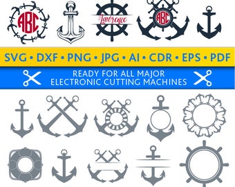 Anchor Svg Anchor Monogram Frames Svg Anchor Frames Svg Anchors Svg Cut Files Silhouette Studio Cricut Svg Dxf Jpg Png Eps Pdf Ai Cdr