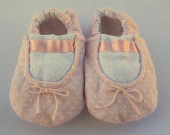 Pink Baby Ballet Slippers, Baby Shoes, Soft Sole Baby Girl Shoes, Girl Baby Shower Gift