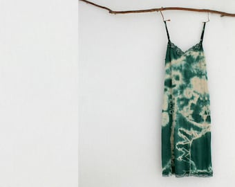 FOREST DWELLER . women's tie dye dress . size 14 . emerald green . up-cycled . boho gypsy hippie festival bohemian . australia . US size 10