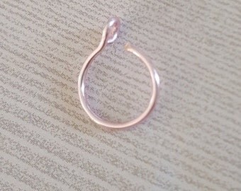 Pink Rose Gold Fake Nose Ring, 2 Pieces, 22 Gauge Nose Ring, Fake Hoop, Clip On Nose Ring, No Piercing, Nose Cuff