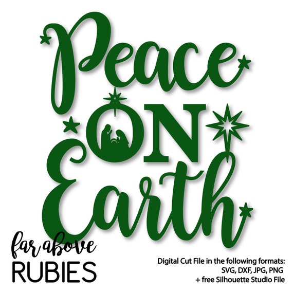 Download Peace on Earth with Nativity Christmas SVG DXF png jpg