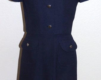 1970s Navy blue 2 pc Dress and Jacket set Size Small