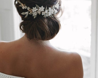 VERSAILLES | floral wedding headpiece, gold bridal headpiece, floral bridal comb