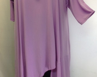 Coco and Juan, Plus Size Tunic, Lagenlook, Asymmetric Womens Tunic Top, Lavender, Purple, Lilac, Knit Size 1 (fits 1X,2X) Bust 50 inches