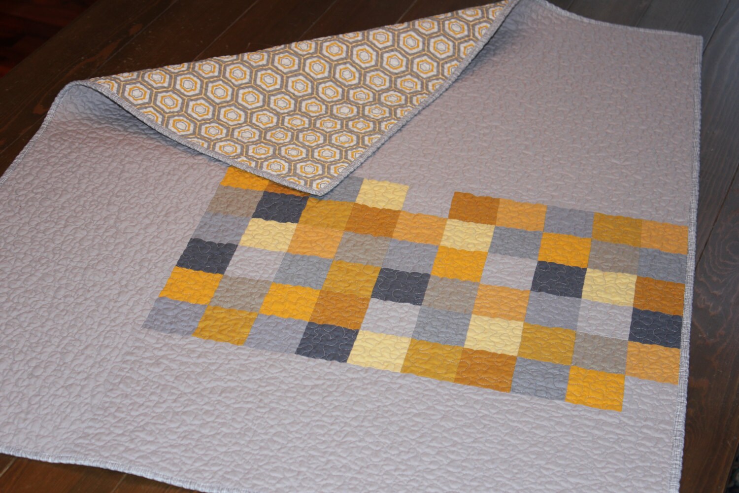 Gray and Yellow Modern Baby Quilt
