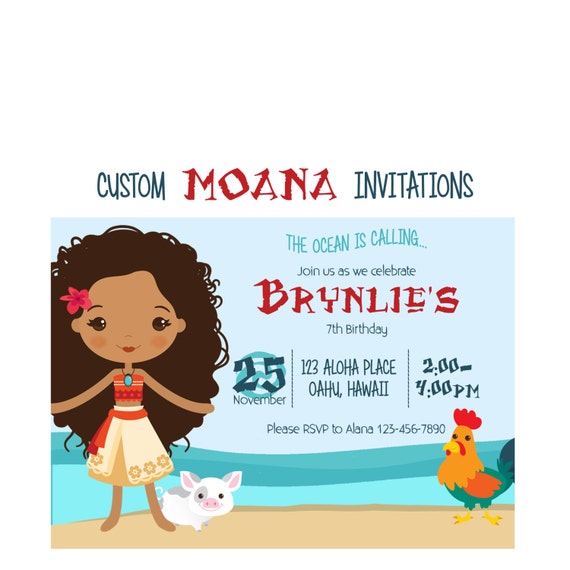 Personalized Moana Birthday Invitations 2