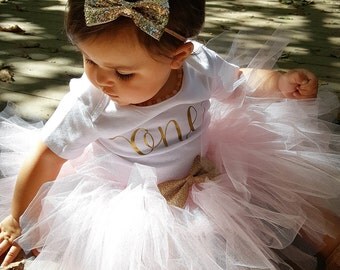 First Birthday Outfit Girl; One Birthday Tutu Outfit; baby girl 'one' tutu outfit; Tutu Outfit for first birthday; Gerber ® Onesies ® brand