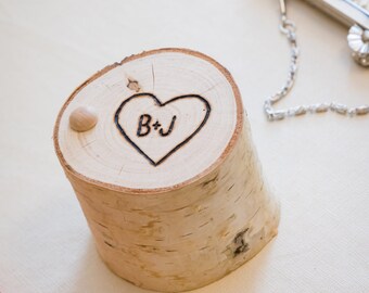 Ring BOX - Personalized White BIRCH Wood Ring BOX - Woodland Wedding - Ring Bearer - Engagement Gift