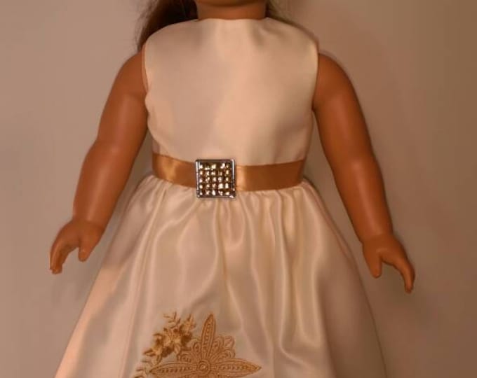 Cream Satin doll Easter dress, church dress fits dolls