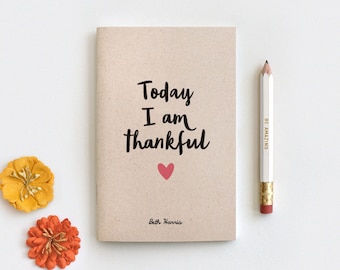 Notebook & Pencil Set - Gratitude Journal, Today I am Thankful, 80 Pages Midori Insert Travelers Journal 3 Sizes